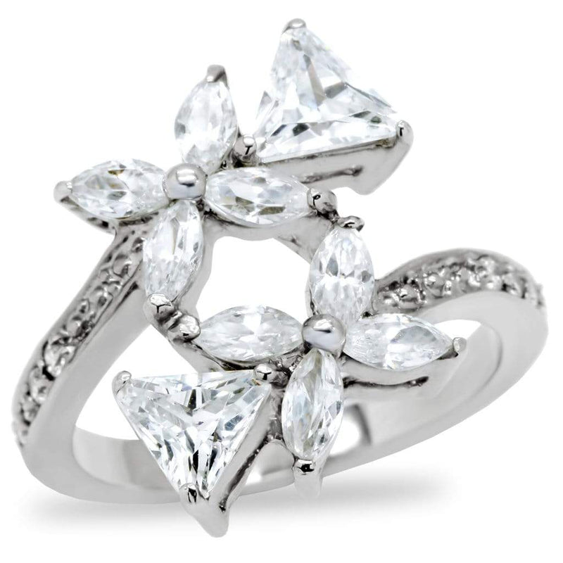 Silver Jewelry Rings Vintage Engagement Rings TK196 Stainless Steel Ring with AAA Grade CZ Alamode Fashion Jewelry Outlet