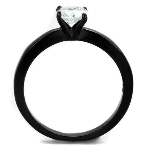 Vintage Engagement Rings TK2013 Black - Stainless Steel Ring with CZ