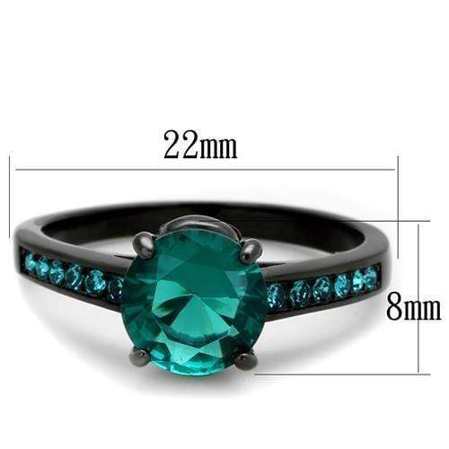 Vintage Engagement Rings TK2014 Black - Stainless Steel Ring with Synthetic