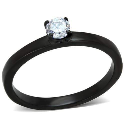 Vintage Engagement Rings TK2016 Black - Stainless Steel Ring with CZ