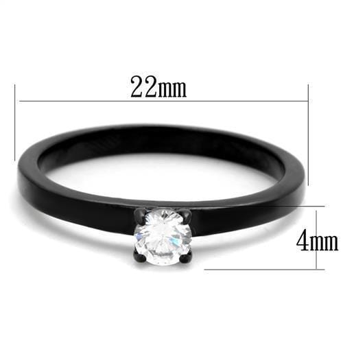 Vintage Engagement Rings TK2016 Black - Stainless Steel Ring with CZ