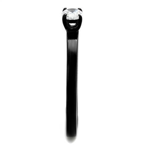 Vintage Engagement Rings TK2016 Black - Stainless Steel Ring with CZ