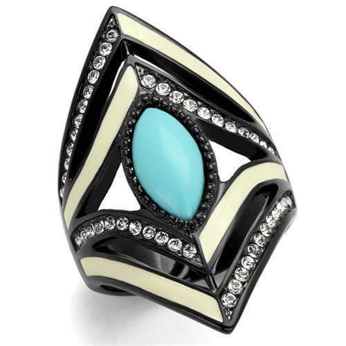 Vintage Engagement Rings TK2099 Black - Stainless Steel Ring with Synthetic