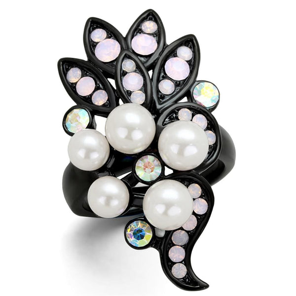 Vintage Engagement Rings TK2138 Black - Stainless Steel Ring with Synthetic