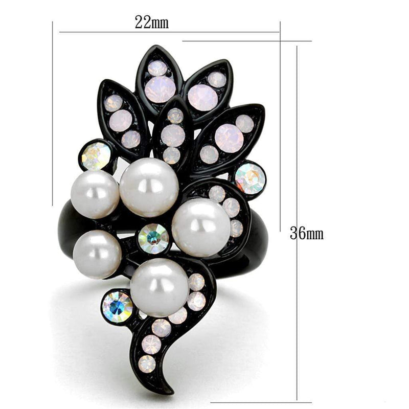 Vintage Engagement Rings TK2138 Black - Stainless Steel Ring with Synthetic