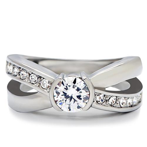 Silver Jewelry Rings Vintage Engagement Rings TK214 Stainless Steel Ring with AAA Grade CZ Alamode Fashion Jewelry Outlet