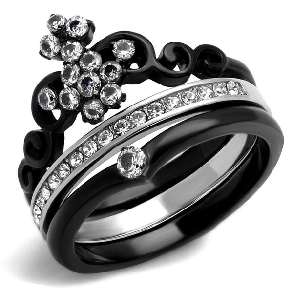 Vintage Engagement Rings TK2187 Two-Tone Black Stainless Steel Ring
