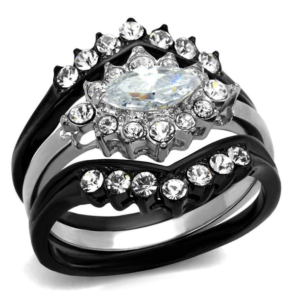 Vintage Engagement Rings TK2188 Two-Tone Black Stainless Steel Ring