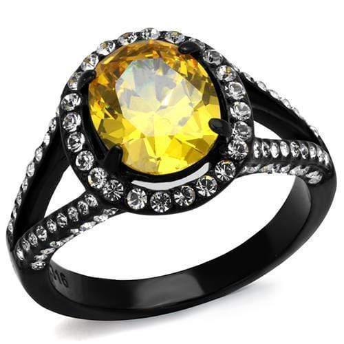 Vintage Engagement Rings TK2193 Black - Stainless Steel Ring with CZ