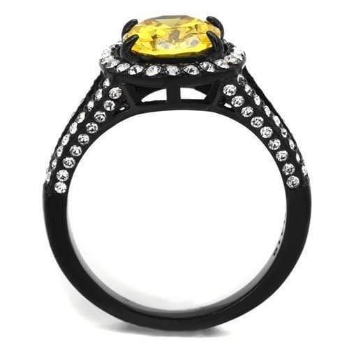 Vintage Engagement Rings TK2193 Black - Stainless Steel Ring with CZ