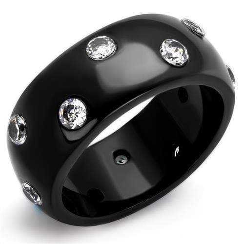Vintage Engagement Rings TK2196 Black - Stainless Steel Ring with CZ