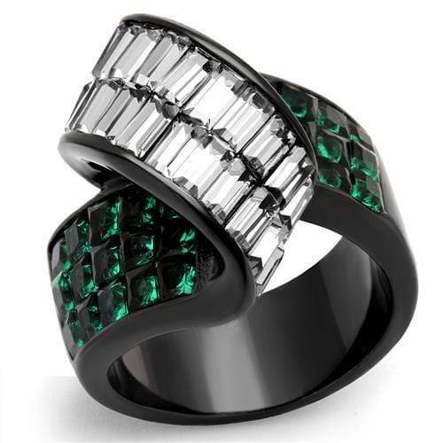 Vintage Engagement Rings TK2199 Black - Stainless Steel Ring with Synthetic