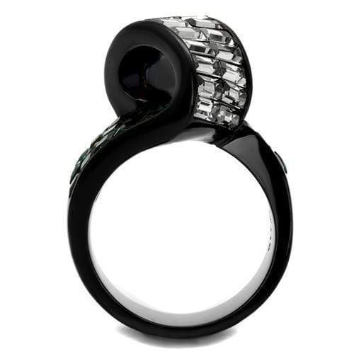 Vintage Engagement Rings TK2199 Black - Stainless Steel Ring with Synthetic
