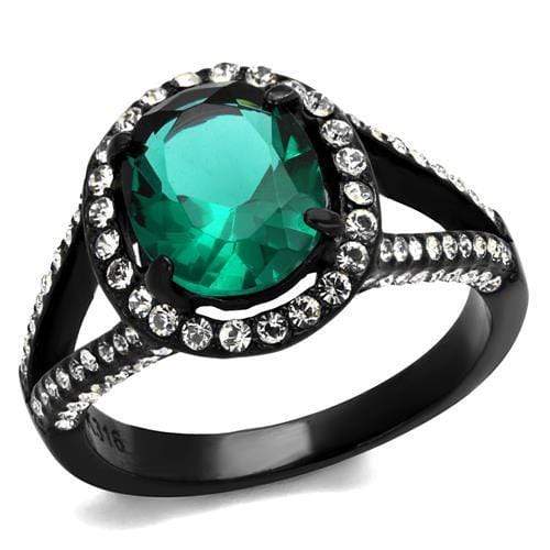 Vintage Engagement Rings TK2202 Black - Stainless Steel Ring with Synthetic