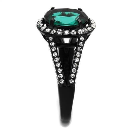 Silver Jewelry Rings Vintage Engagement Rings TK2202 Black - Stainless Steel Ring with Synthetic Alamode Fashion Jewelry Outlet