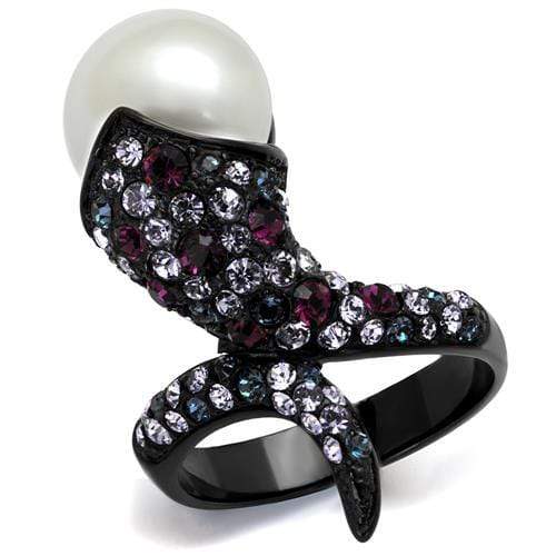 Vintage Engagement Rings TK2203 Black - Stainless Steel Ring with Synthetic