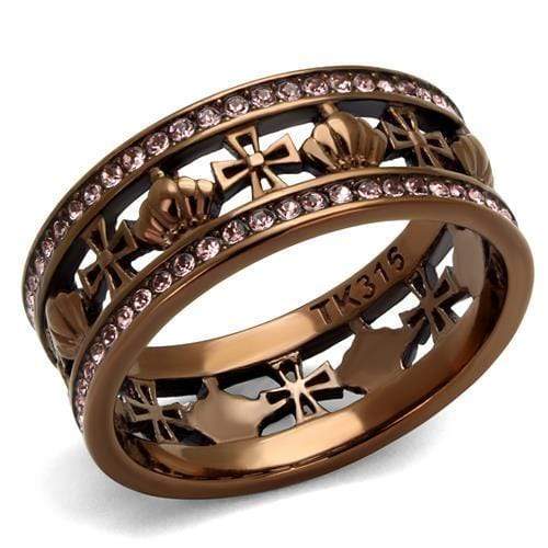 Vintage Engagement Rings TK2204LC Coffee light Stainless Steel Ring with Crystal