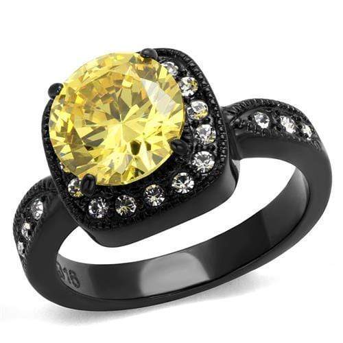Vintage Engagement Rings TK2208 Black - Stainless Steel Ring with CZ