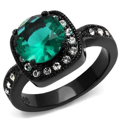 Silver Jewelry Rings Vintage Engagement Rings TK2209 Black - Stainless Steel Ring with Synthetic Alamode Fashion Jewelry Outlet