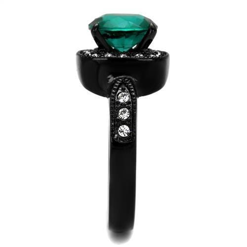 Vintage Engagement Rings TK2209 Black - Stainless Steel Ring with Synthetic