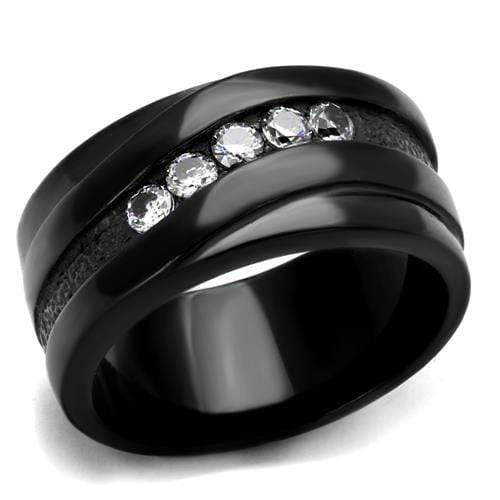 Vintage Engagement Rings TK2210 Black - Stainless Steel Ring with CZ