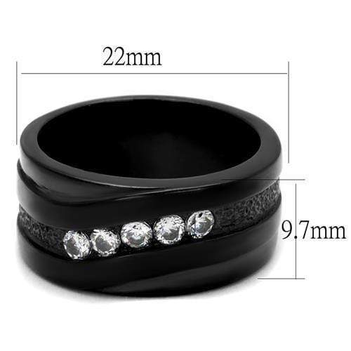 Vintage Engagement Rings TK2210 Black - Stainless Steel Ring with CZ
