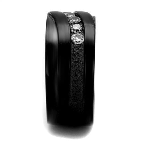 Vintage Engagement Rings TK2210 Black - Stainless Steel Ring with CZ