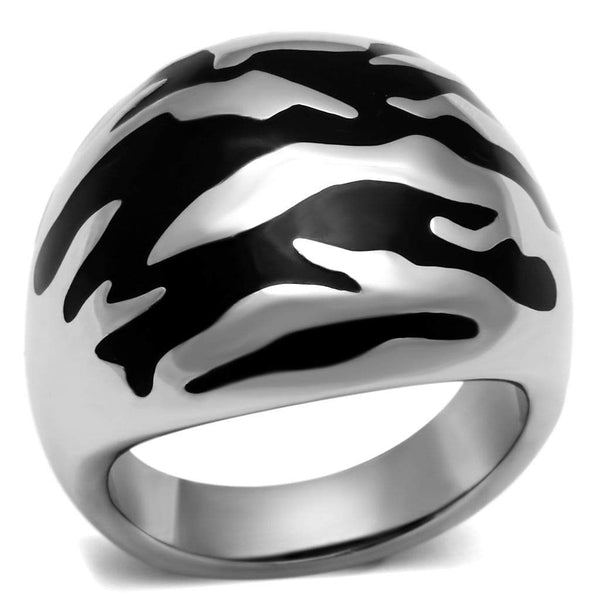 Vintage Engagement Rings TK672 Stainless Steel Ring with Epoxy in Jet