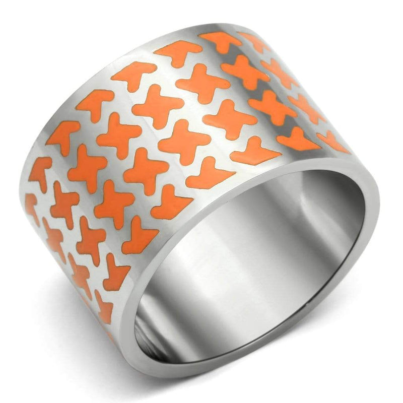 Vintage Engagement Rings TK679 Stainless Steel Ring with Epoxy in Orange