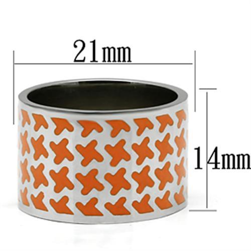 Silver Jewelry Rings Vintage Engagement Rings TK679 Stainless Steel Ring with Epoxy in Orange Alamode Fashion Jewelry Outlet