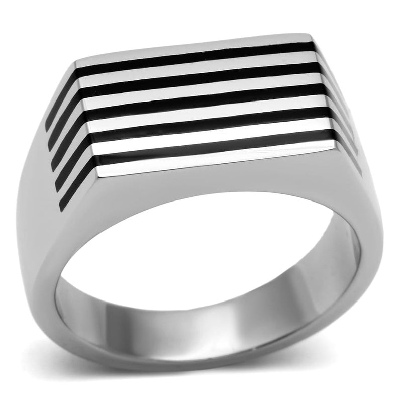 Vintage Engagement Rings TK705 Stainless Steel Ring with Epoxy in Jet