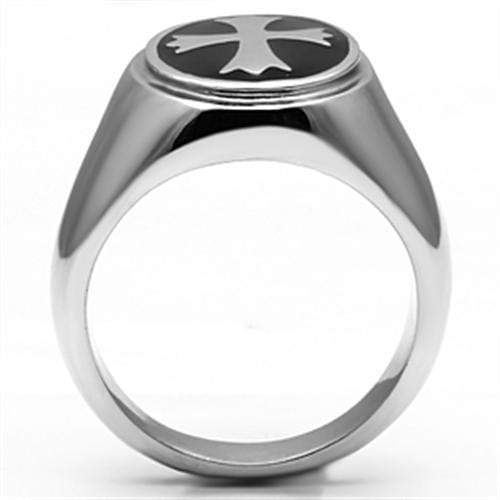 Silver Jewelry Rings Vintage Engagement Rings TK714 Stainless Steel Ring with Epoxy in Jet Alamode Fashion Jewelry Outlet