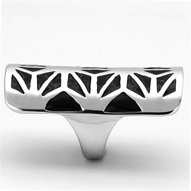 Vintage Engagement Rings TK918 Stainless Steel Ring with Epoxy in Jet