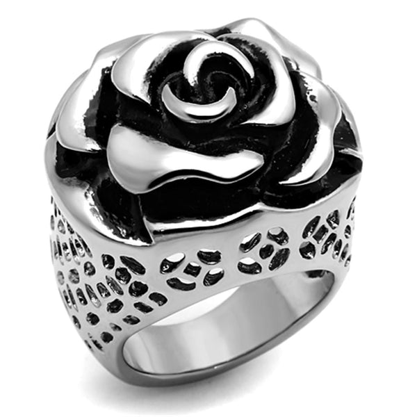 Vintage Engagement Rings TK922 Stainless Steel Ring with Epoxy in Jet