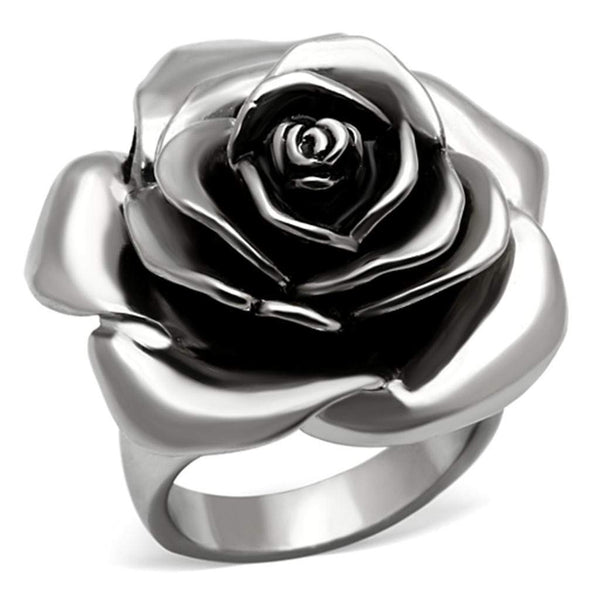 Vintage Engagement Rings TK923 Stainless Steel Ring with Epoxy in Jet