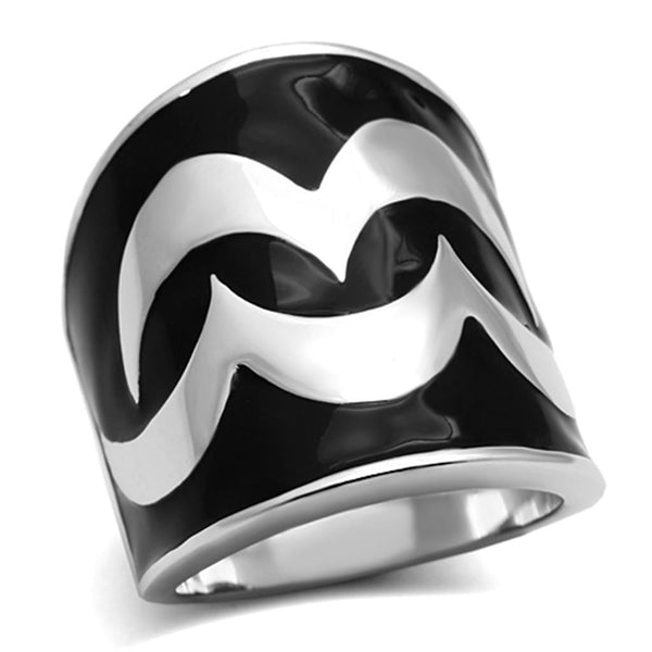 Vintage Engagement Rings TK926 Stainless Steel Ring with Epoxy in Jet