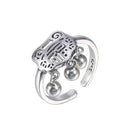 Silver Jewelry Rings Vintage Ethnic Style Sterling Silver Jewelry Unique Lock Design Adjustable Ring TIY