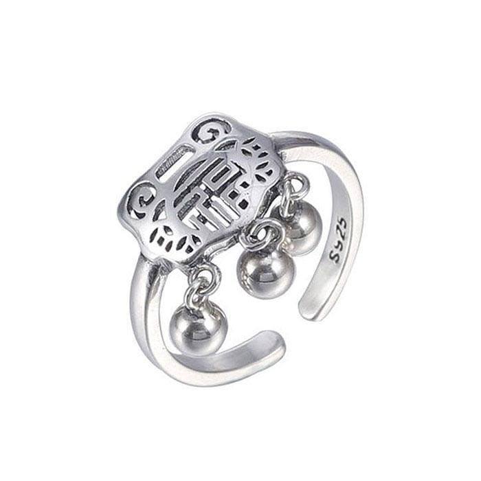 Silver Jewelry Rings Vintage Ethnic Style Sterling Silver Jewelry Unique Lock Design Adjustable Ring TIY