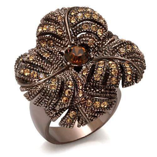 Silver Jewelry Rings Vintage Gold Rings LO1655 Chocolate Gold Brass Ring with Top Grade Crystal Alamode Fashion Jewelry Outlet