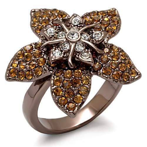 Silver Jewelry Rings Vintage Gold Rings LO1659 Chocolate Gold Brass Ring with Top Grade Crystal Alamode Fashion Jewelry Outlet
