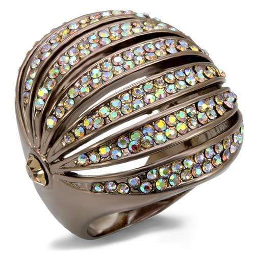 Silver Jewelry Rings Vintage Gold Rings LO1685 Chocolate Gold Brass Ring with Top Grade Crystal Alamode Fashion Jewelry Outlet