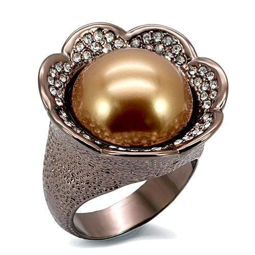 Silver Jewelry Rings Vintage Gold Rings LO1691 Chocolate Gold Brass Ring with Synthetic in Brown Alamode Fashion Jewelry Outlet