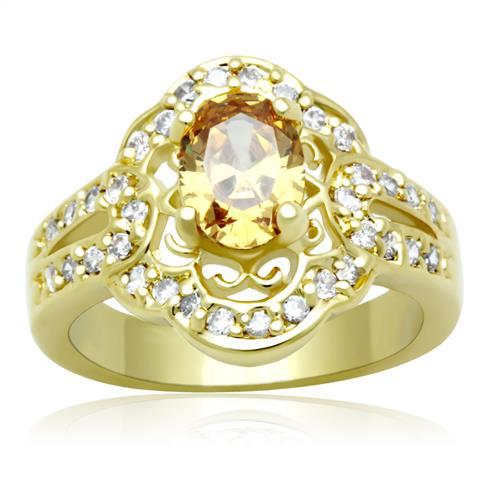 Vintage Gold Rings LO2100 Gold Brass Ring with AAA Grade CZ