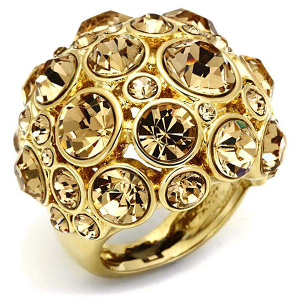 Vintage Gold Rings LO2463 Gold Brass Ring with Top Grade Crystal