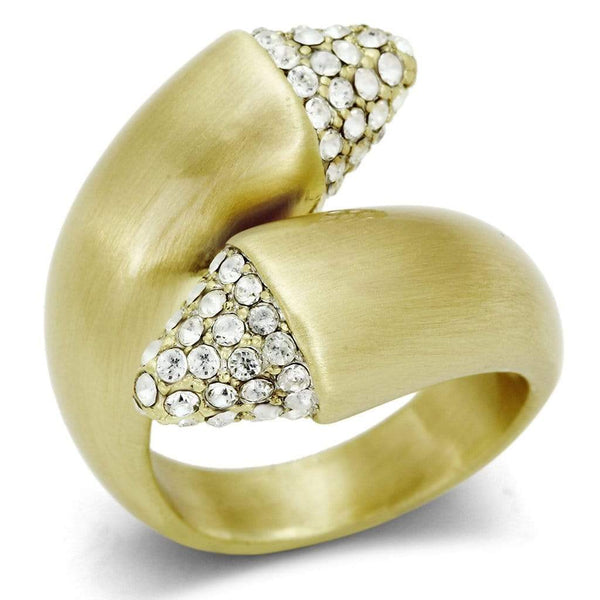 Vintage Gold Rings LO2466 Gold & Brush Brass Ring with Top Grade Crystal
