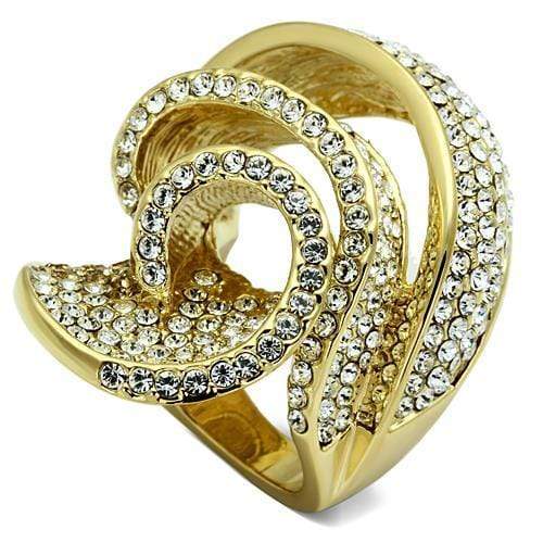 Vintage Gold Rings LO2472 Gold Brass Ring with Top Grade Crystal