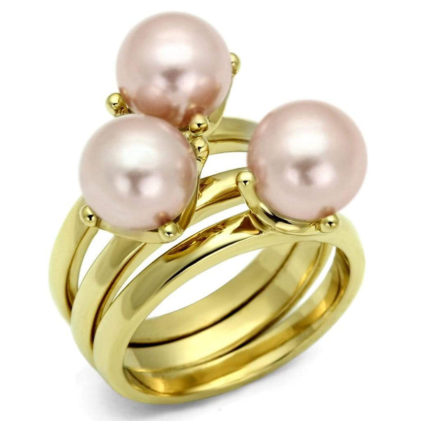Vintage Gold Rings LO2508 Gold Brass Ring with Synthetic in Light Rose