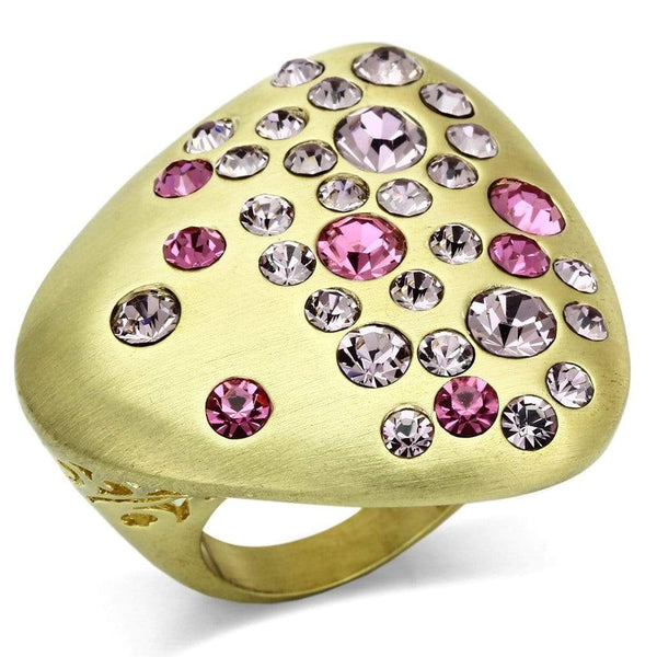 Vintage Gold Rings LO2534 Gold & Brush Brass Ring with Top Grade Crystal