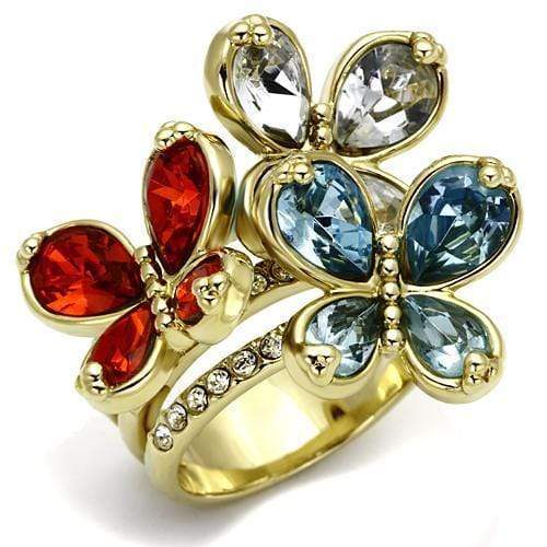 Vintage Gold Rings LO2547 Gold Brass Ring with Assorted