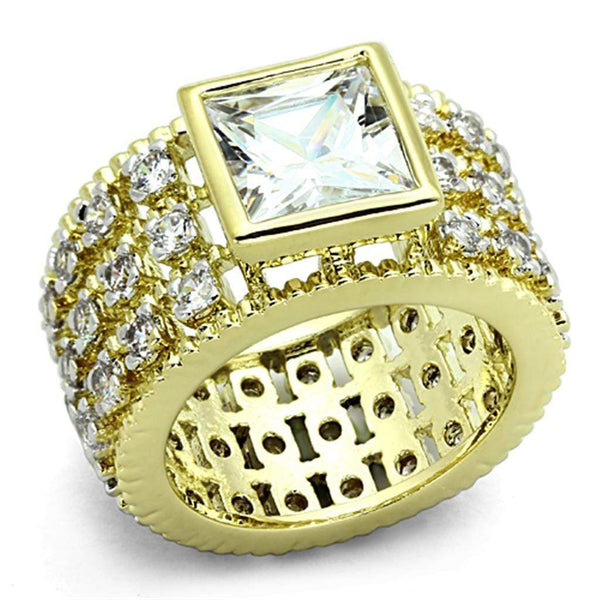Vintage Gold Rings LO3002 Gold+Rhodium Brass Ring with AAA Grade CZ